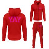 Chinx Red Mens Yay Block Zipped Sweatsuits