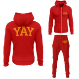 Chinx Red Mens Yay Block Zipped Sweatsuits