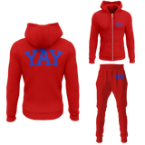 Chinx Red Mens Yay Block Zipped Sweatsuits