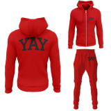 Chinx Red Mens Yay Block Zipped Sweatsuits